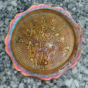 EUC BEAUTIFUL VINTAGE JEANETTE CARNIVAL GLASS SERVICE TRAY/PLATTER